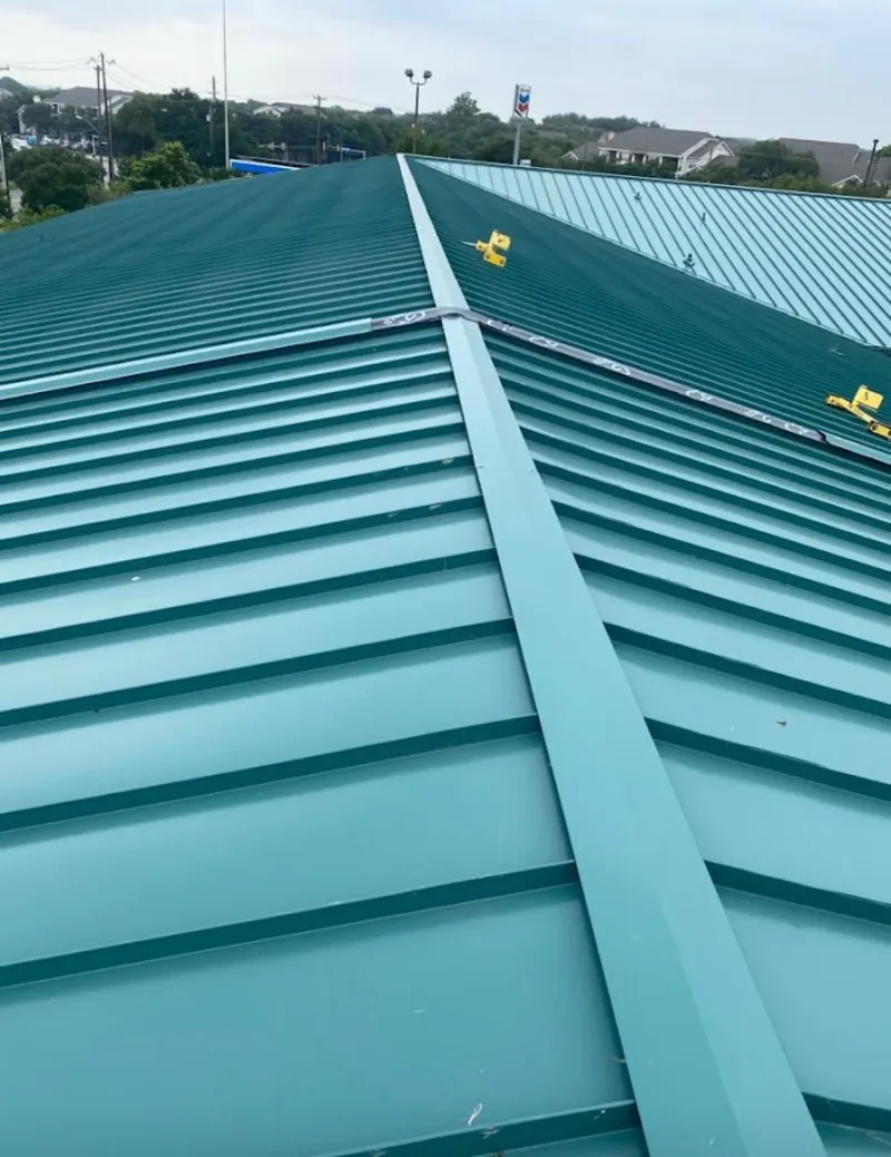 Green commercial metal roof ridge and valley for Metal Roof Repair in Jonesborough